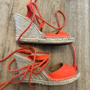Merona Orange Lace-Up Espadrille Wedges